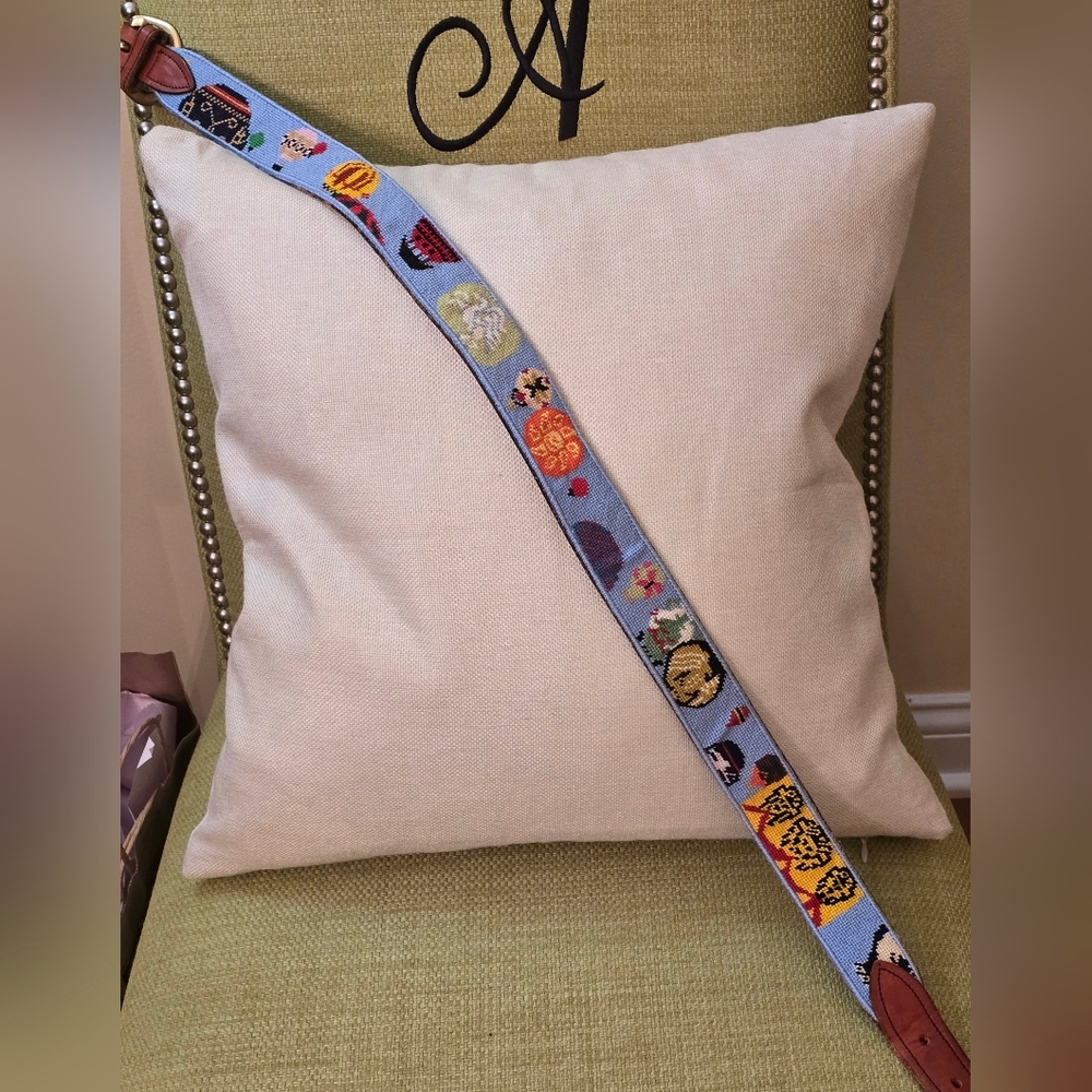 Vintage Handmade Hot Air Balloon Needlepoint Belt - Picture 4 of 8